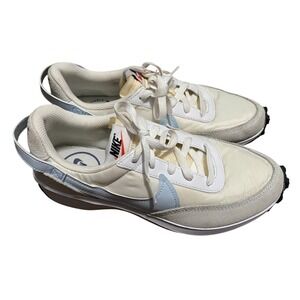 Nike Waffle One SE Casual Sneakers Cream Light Blue Women DH9523 105 Size 7